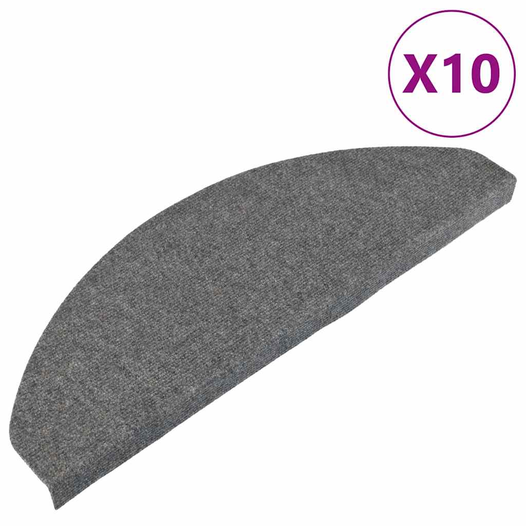 VidaXL Selbstklebende Treppenmatten, 10 Stück, 65 x 22,5 x 3,5 cm, Grau