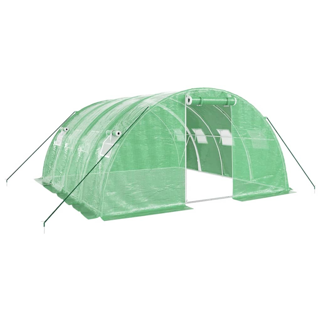 Vidaxl tuinkas met stalen frame 16 m² 4x4x2 m groen