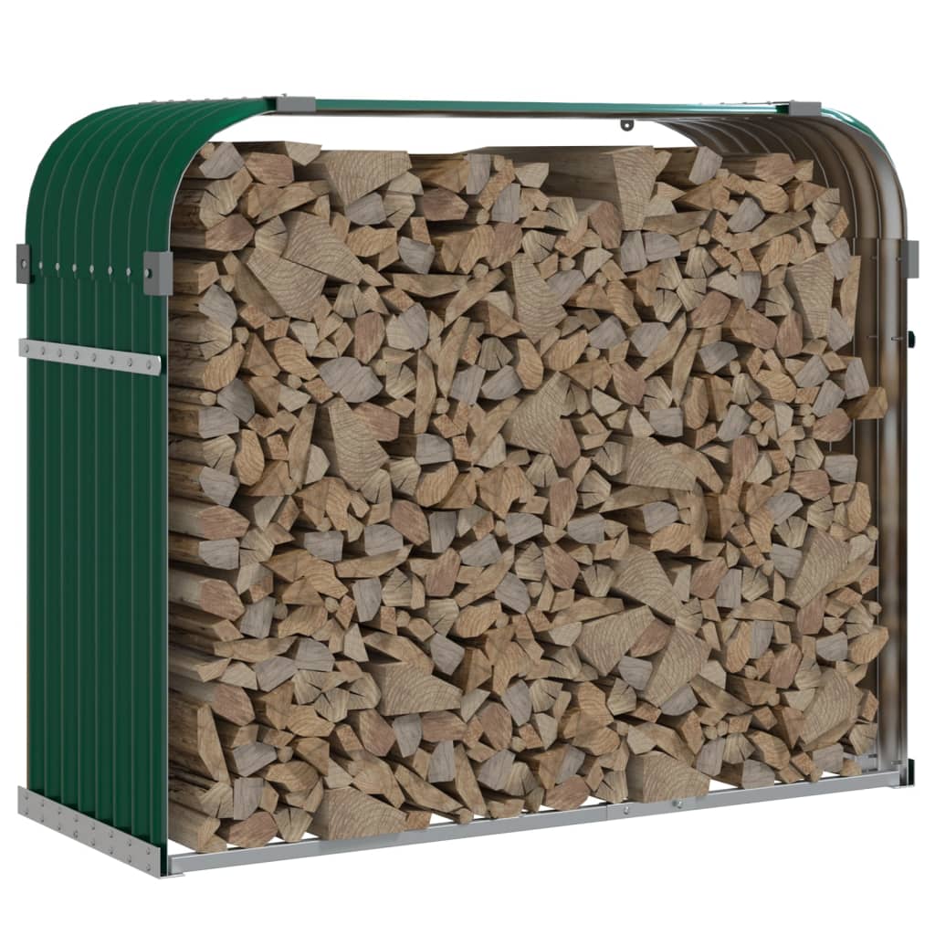 Vidaxx Brennholz Speicher 120x45x100 cm verzinkt Stahlgrün