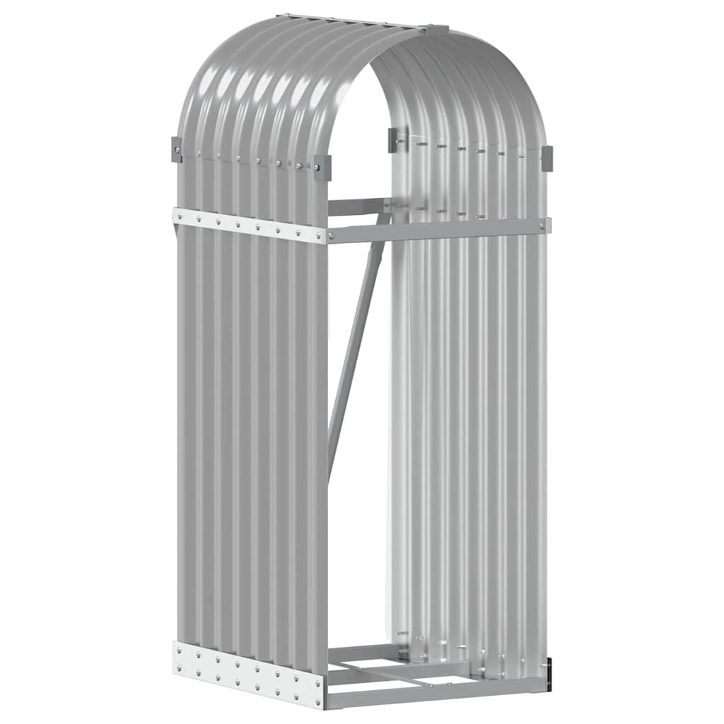 Vidaxl haardhoutopslag 40x45x100 cm gegalvaniseerd staal lichtgrijs