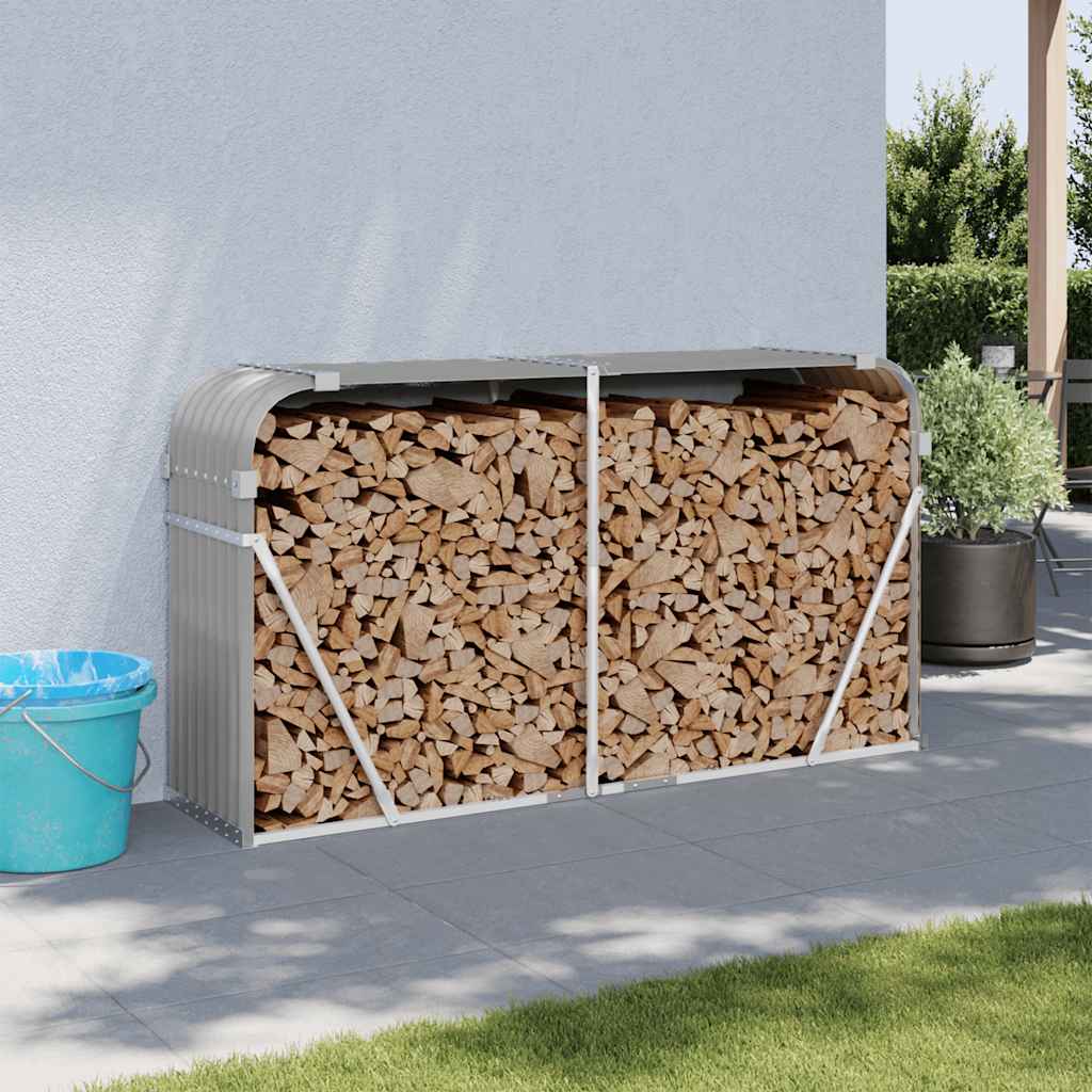 Vidaxx Brennholz Aufbewahrung 180x45x100 cm verzinkter Stahl hellgrau