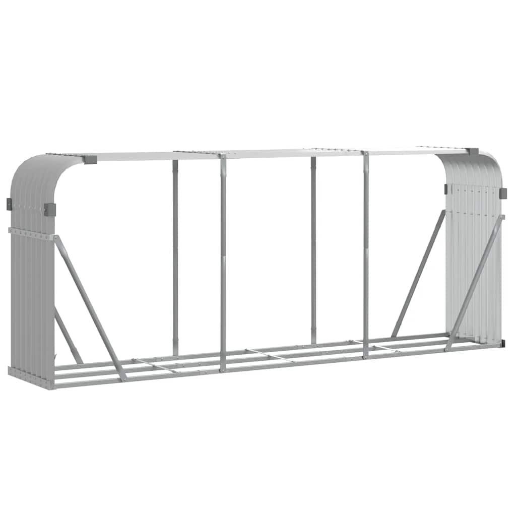 Vidaxl haardhoutopslag 234x45x100 cm gegalvaniseerd staal lichtgrijs