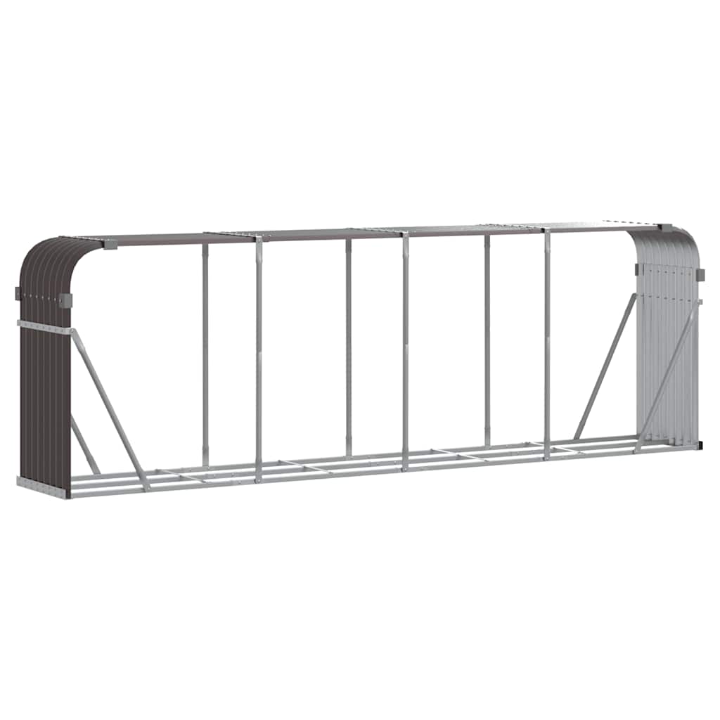 Vidaxl haardhoutopslag 300x45x100 cm gegalvaniseerd staal bruin