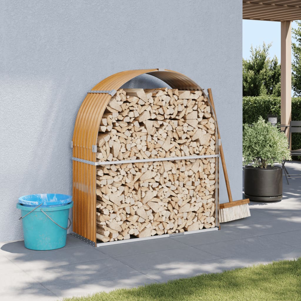 Vidaxx Brennholz Speicher 120x45x140 cm verzinkt Stahlhellbraun