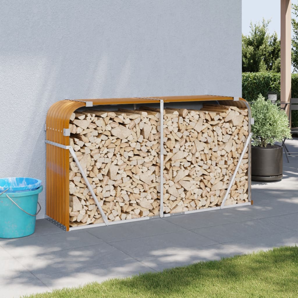 Vidaxx Brennholz Aufbewahrung 180x45x100 cm verzinkt Stahlhellbraun