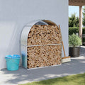 Vidaxx Brennholz Speicher 120x45x140 cm verzinkt Stahl Silberfarbe