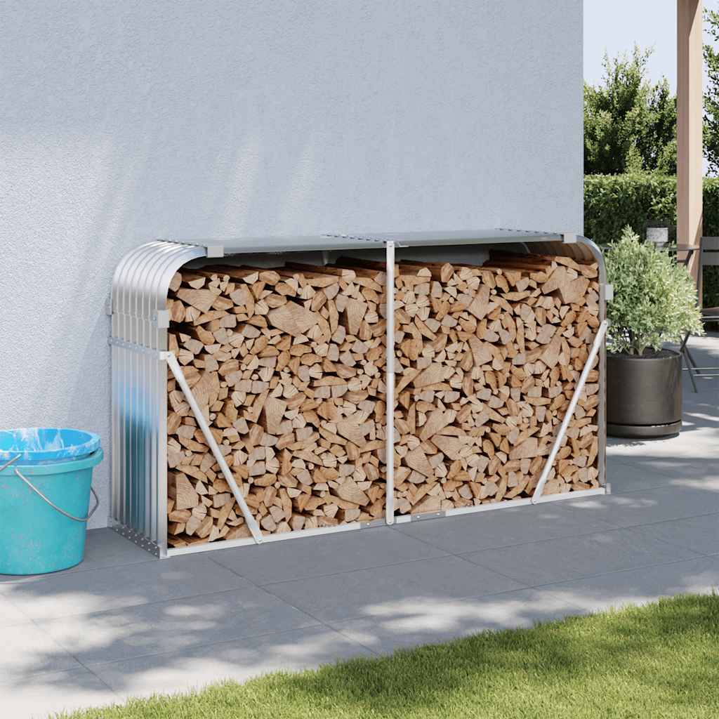Vidaxx Brennholzlager 180x45x100 cm verzinkter Stahl Silberfarbe