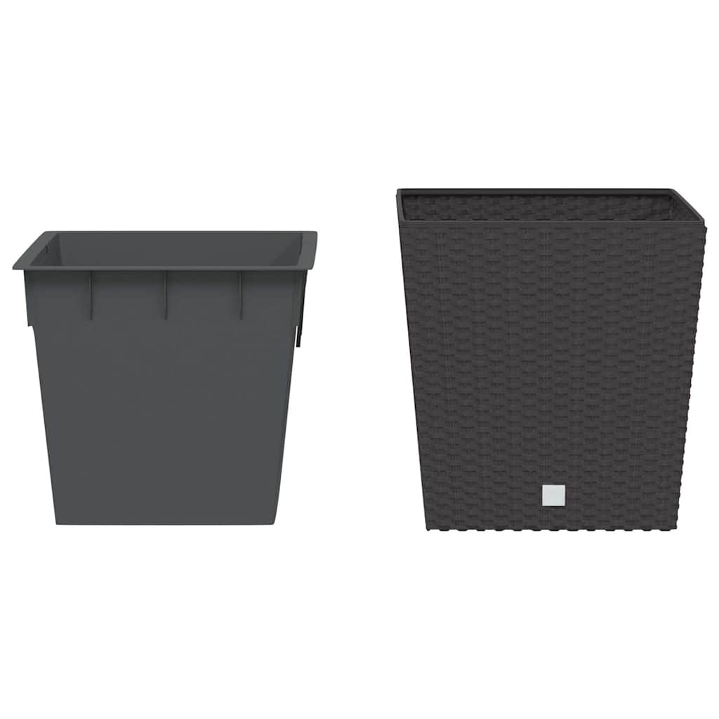 VidaXL Pflanzkübel mit herausnehmbarem Untersetzer, Rattanoptik, 21 32 L, PP, Braun