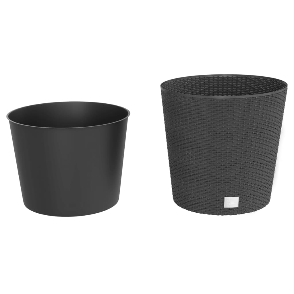 VidaXL Pflanzkübel, abnehmbarer Pflanzkübel, Rattanoptik, 35–37,5 l, PP, Anthrazit