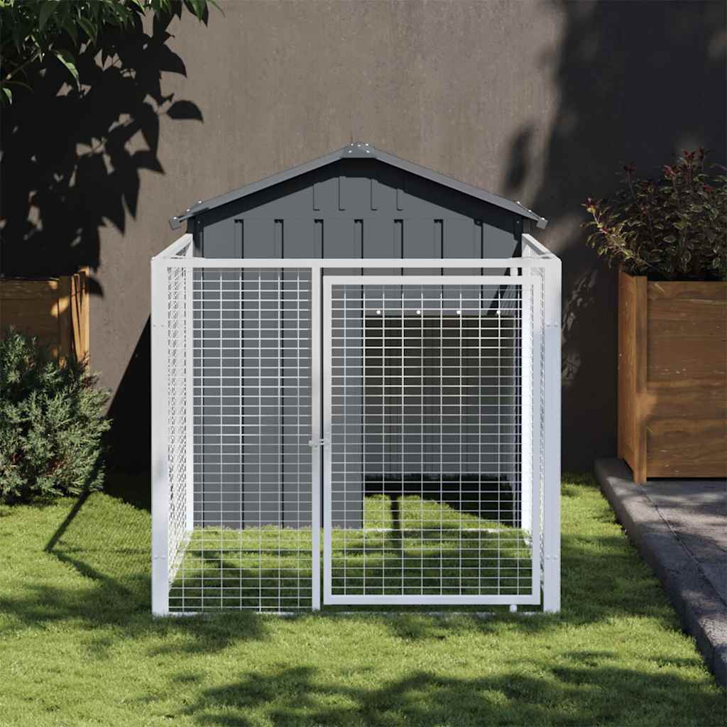 Vidaxl hondenhok met dak 117x201x123 cm gegalvaniseerd staal antraciet