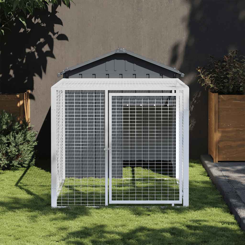 VidaXL Hühnerstall mit Lauf 117x201x123 cm verzinkter Stahl - Anthrazit