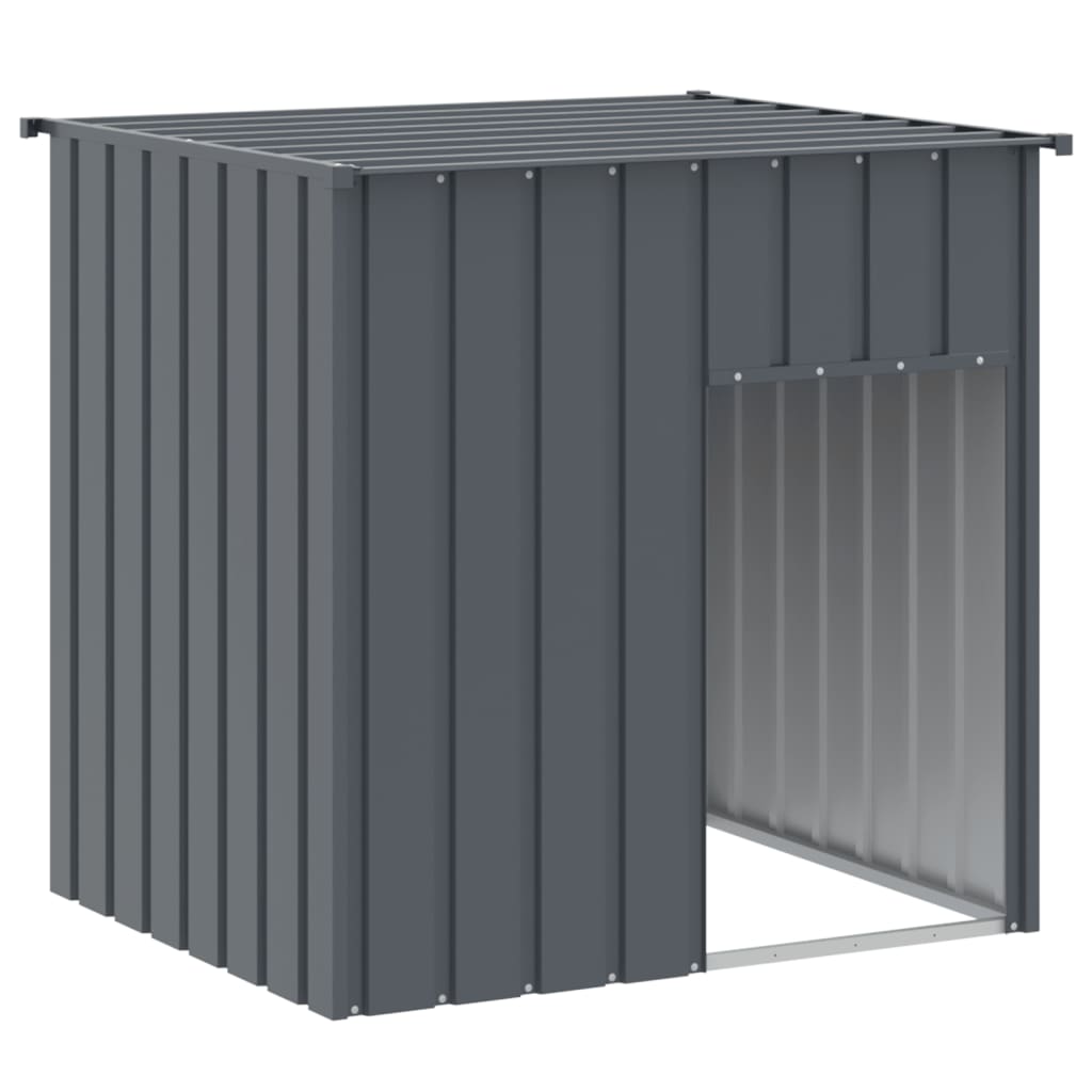 Vidaxl -Hundedach mit Dach 110x103x109 cm galvanisierter Stahl -Anthrazit