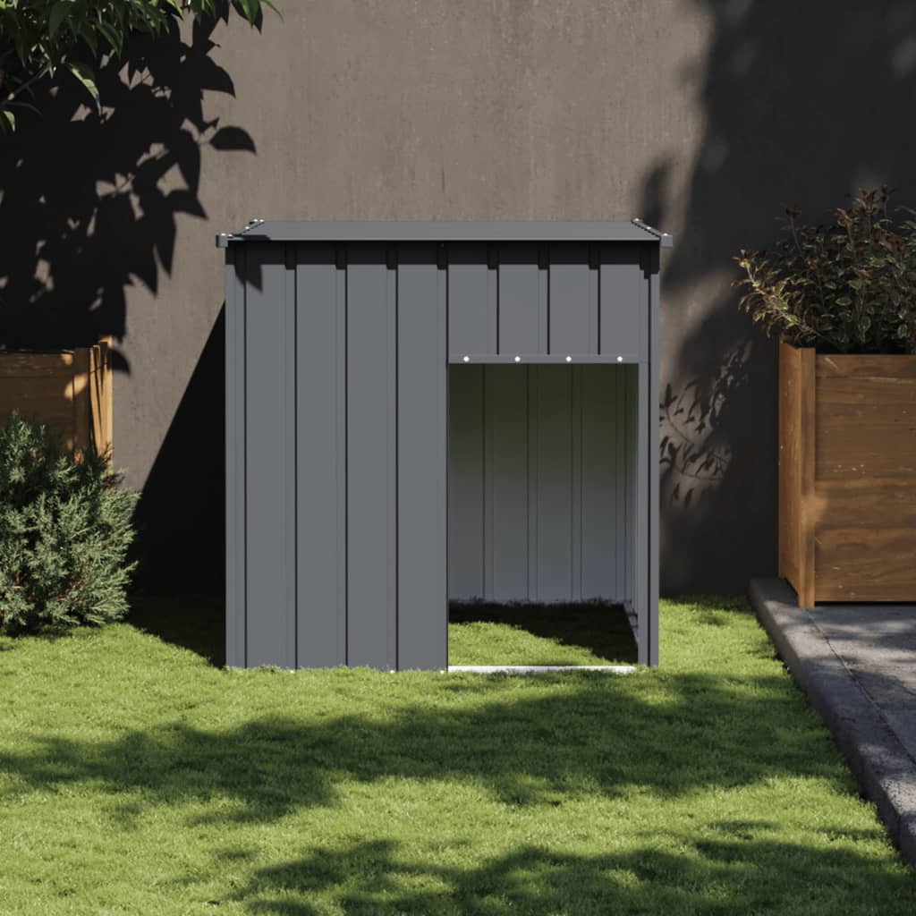 Vidaxl -Hundedach mit Dach 110x103x109 cm galvanisierter Stahl -Anthrazit