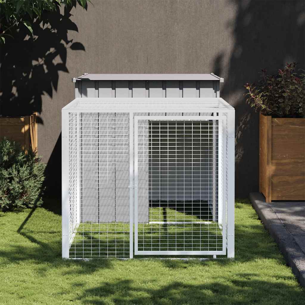 VidaXL Hühnerstall mit Lauf 110x201x110 cm verzinkter Stahl grau