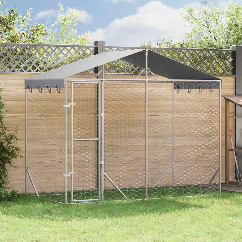 Vidaxl hondenkennel met dak 3x1,5x2,5 m gegalvaniseerd staal zilver