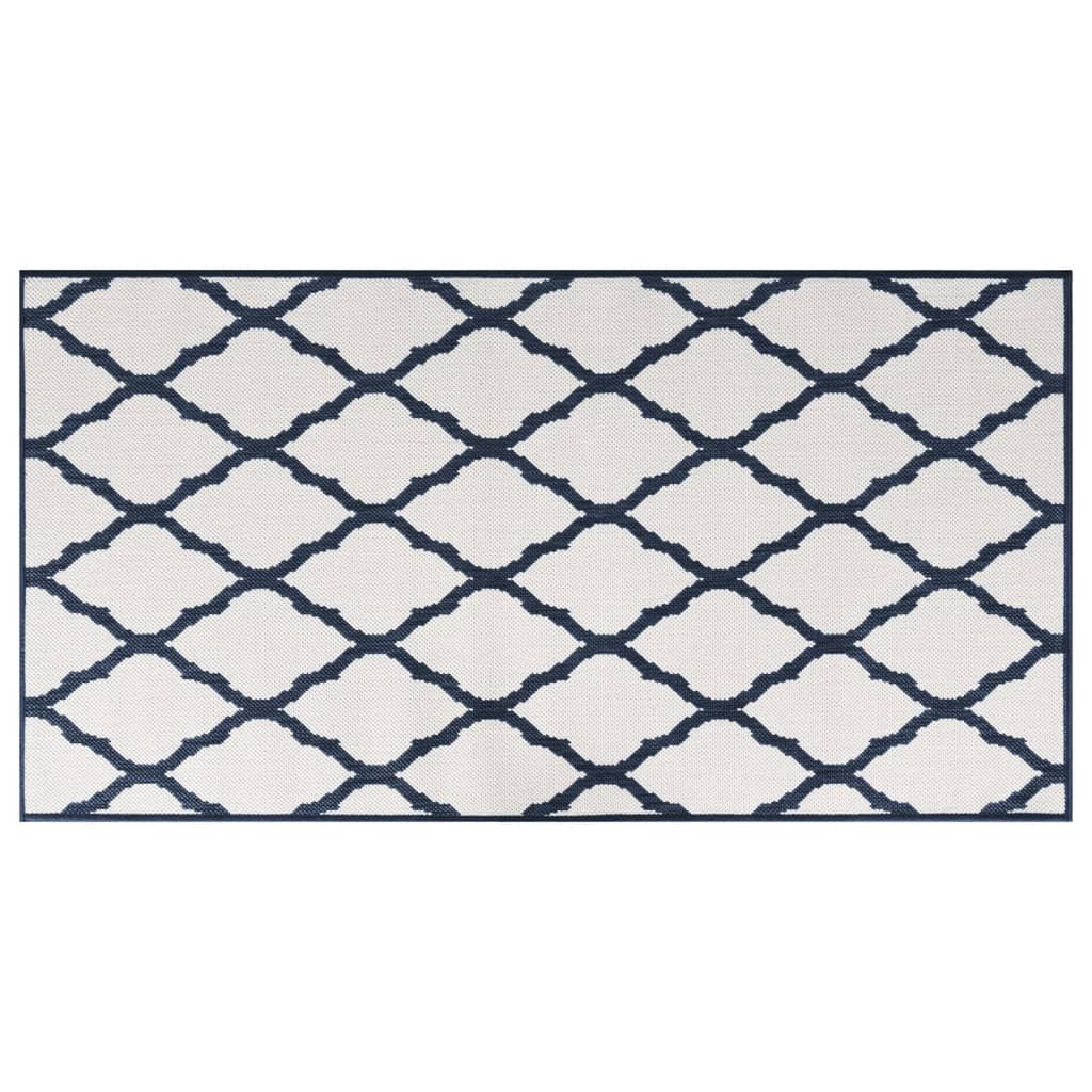 VidaXL Wendbarer Outdoor-Teppich 80x150 cm Marineblau und Weiß