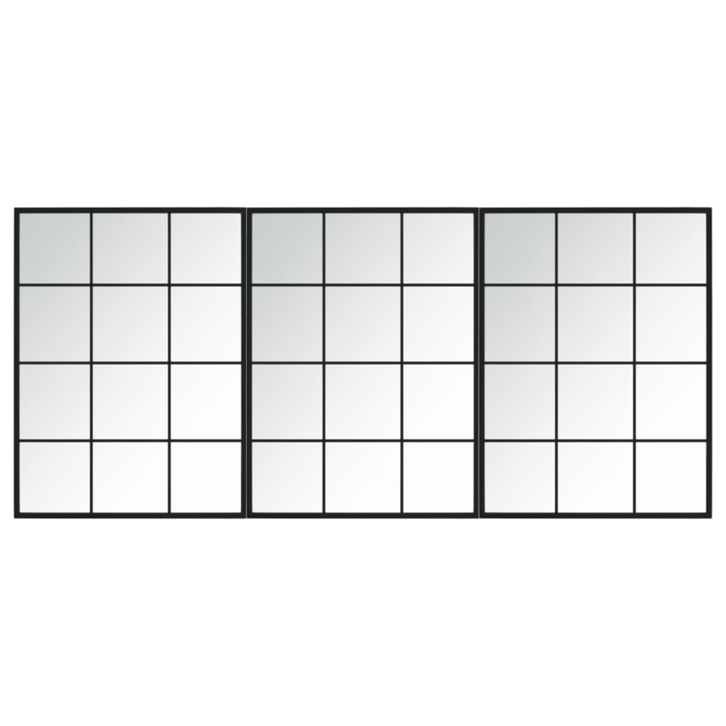 Vidaxl wandspiegels 3 st 80x60 cm metaal zwart