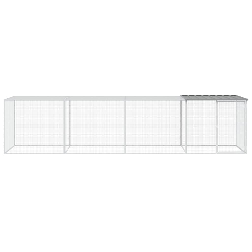 VidaXL Kippenhok met dak 403x98x90 cm gegalvaniseerd staal lichtgrijs