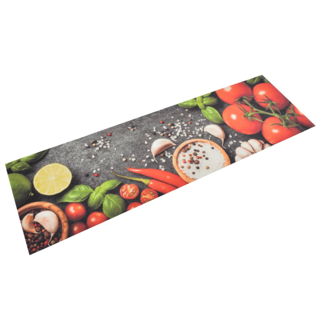 VidaXL Waschbare Küchenmatte mit Gemüsemotiv, 45 x 150 cm, Samt