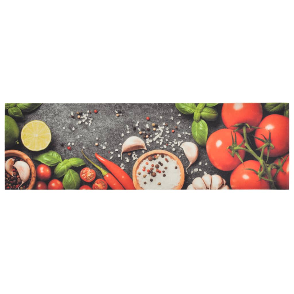 VidaXL Waschbare Küchenmatte mit Gemüsemotiv, 45 x 150 cm, Samt