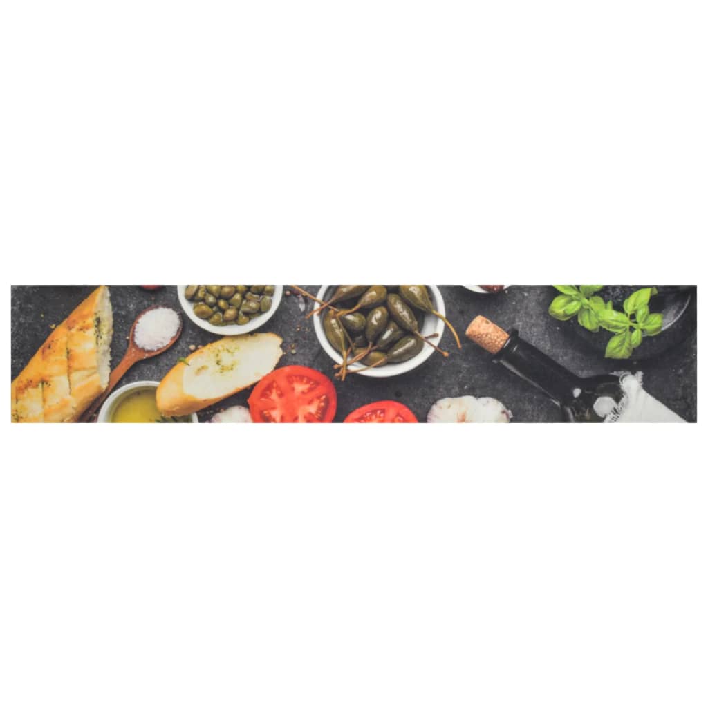 VidaXL Waschbare Küchenmatte mit Wein- und Dinner-Motiv, 60 x 300 cm, Samt