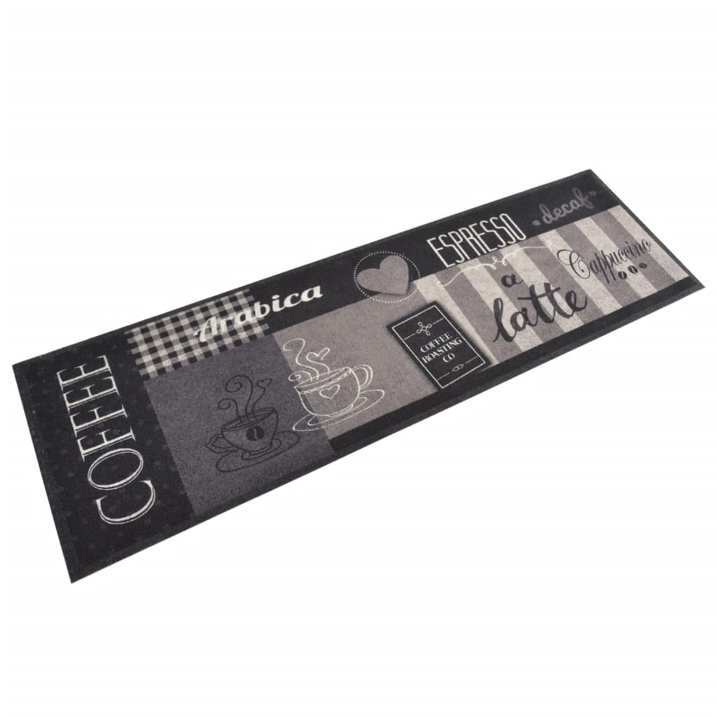 VidaXL Waschbare Küchenmatte Kaffeemuster 45x150 cm Samt Schwarz