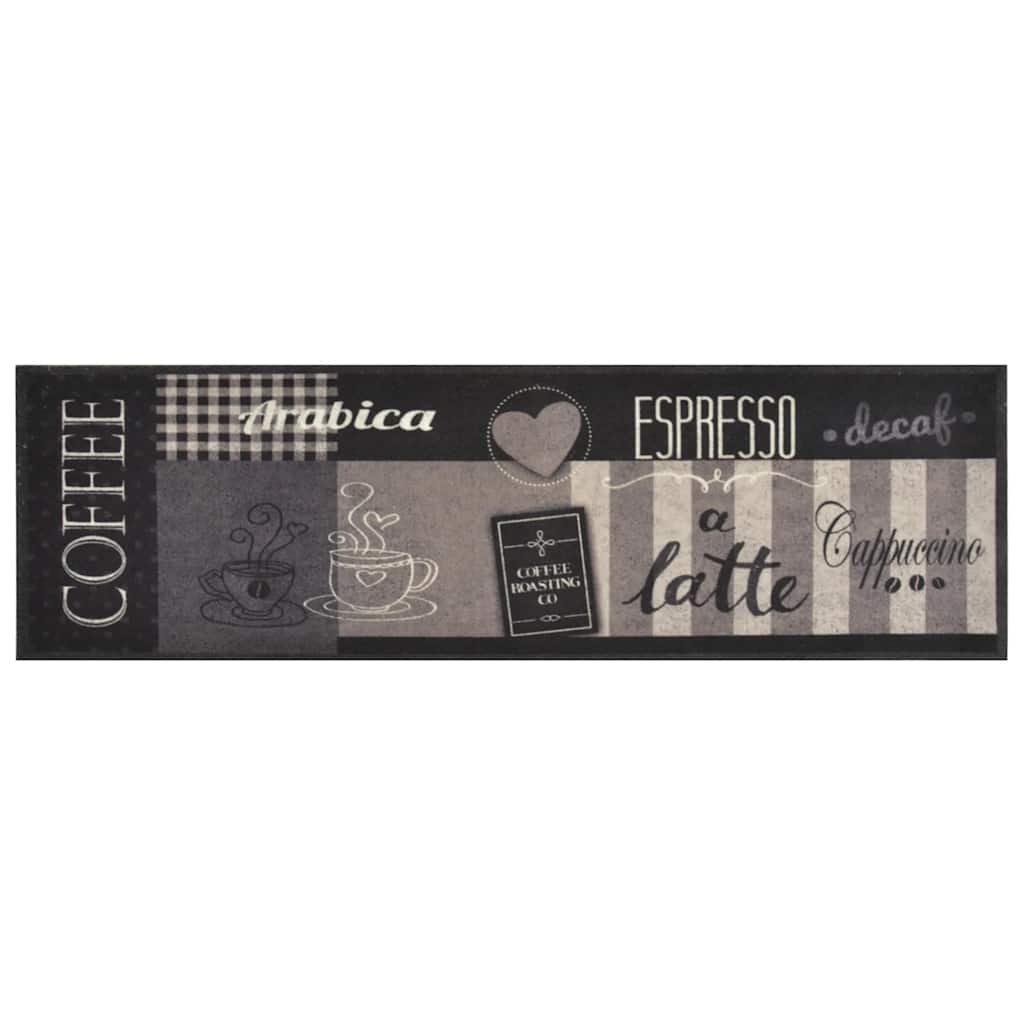 VidaXL Waschbare Küchenmatte Kaffeemuster 45x150 cm Samt Schwarz