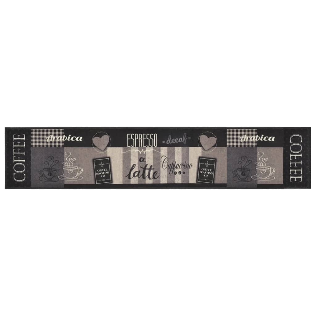 VidaXL Waschbare Küchenmatte Kaffeemuster 60x300 cm Samt Schwarz