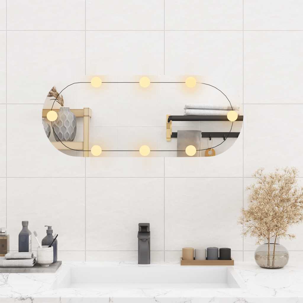 Vidaxl wandspiegel met led's ovaal 30x70 cm glas