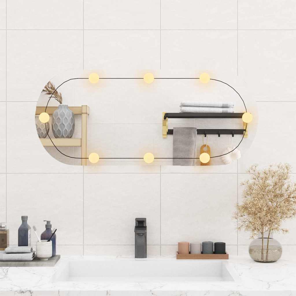 Vidaxl wandspiegel met led's ovaal 35x80 cm glas