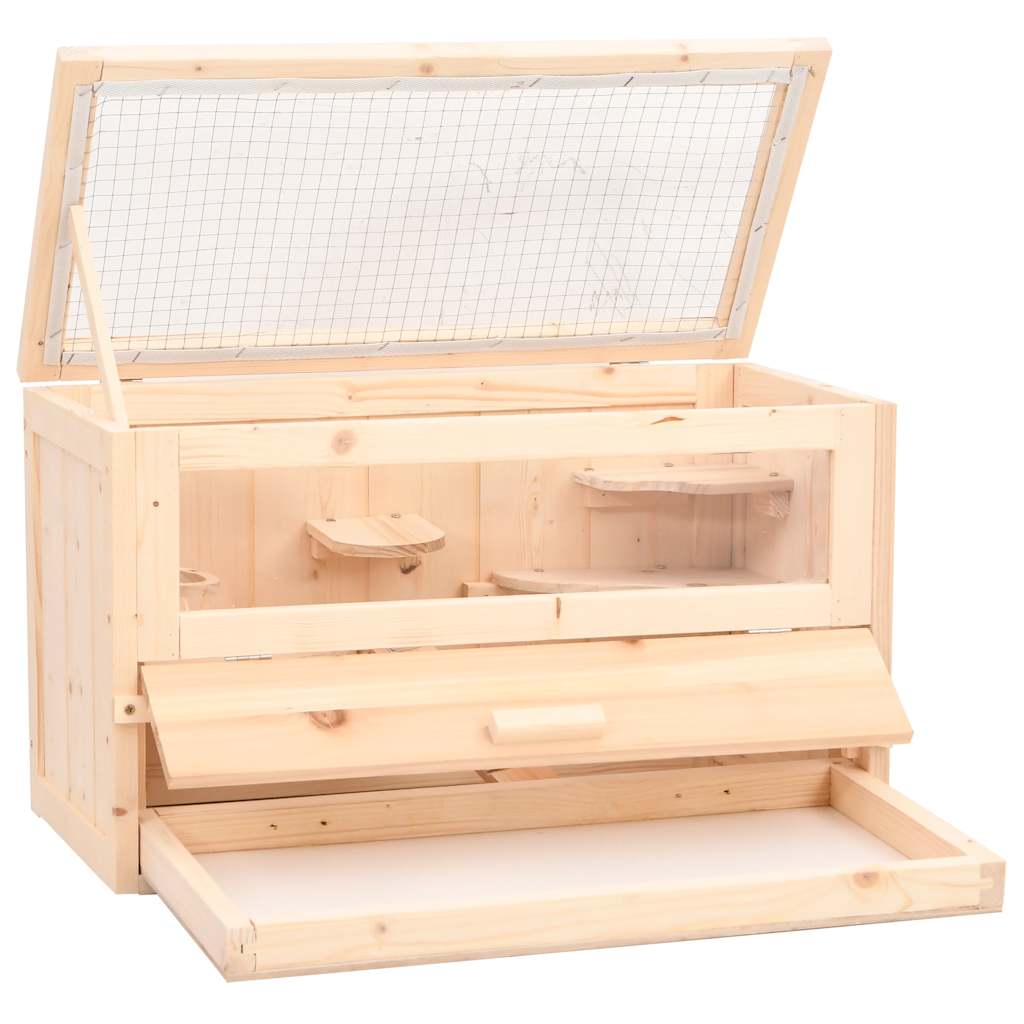 VidaXL Hamsterkäfig 60x30x35 cm Massivholz Kiefer
