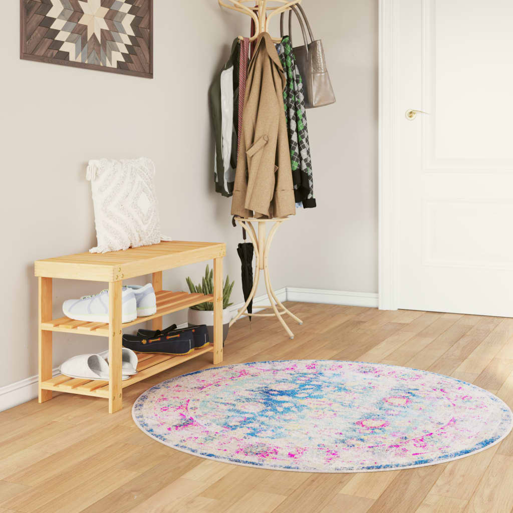VidaXL Waschbarer, rutschfester Teppich, ø 120 cm, mehrfarbig