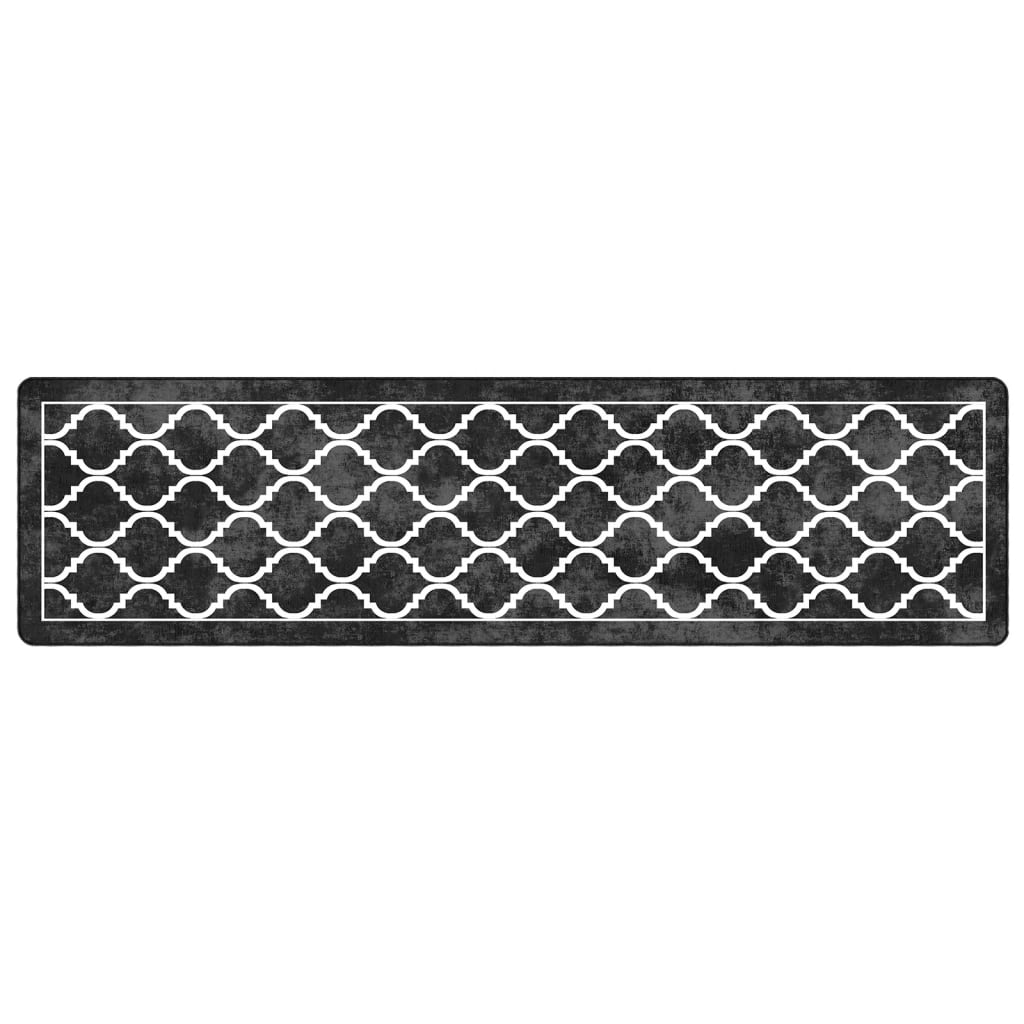 VidaXL Waschbarer, rutschfester Teppich 80x300 cm Schwarz-Weiß