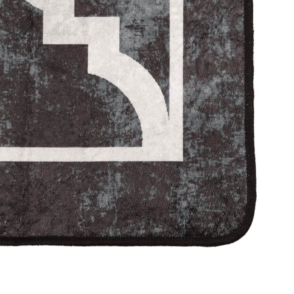 VidaXL Waschbarer, rutschfester Teppich 80x300 cm Schwarz-Weiß