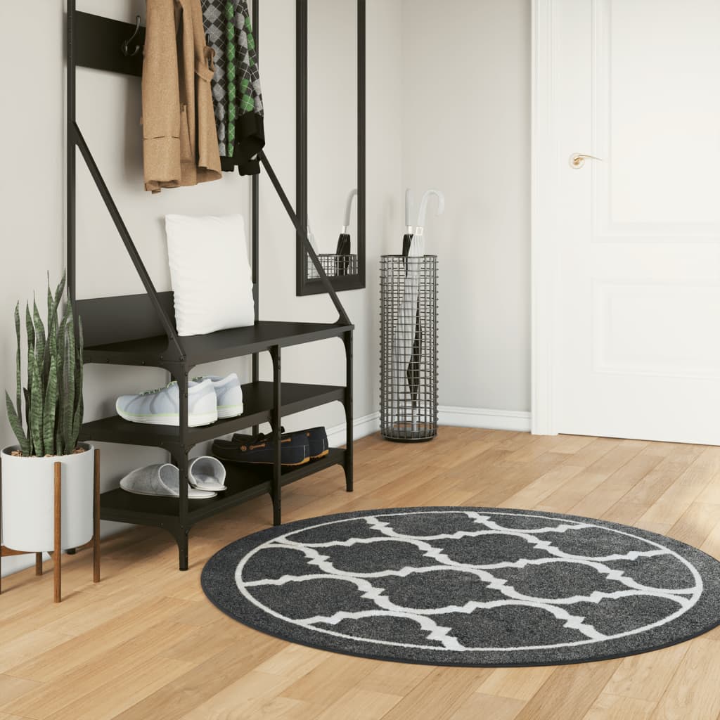 VidaXL Waschbarer, rutschfester Teppich ø 120 cm Schwarz-Weiß