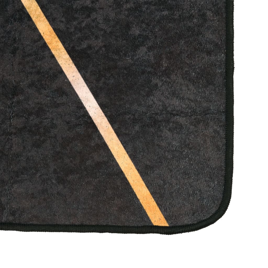 VidaXL Teppich waschbarer Anti-Rutsch 190x300 cm Schwarz-Gold-Finish