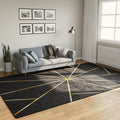 Vidaxl vloerkleed wasbaar anti-slip 190x300 cm zwart en goudkleurig