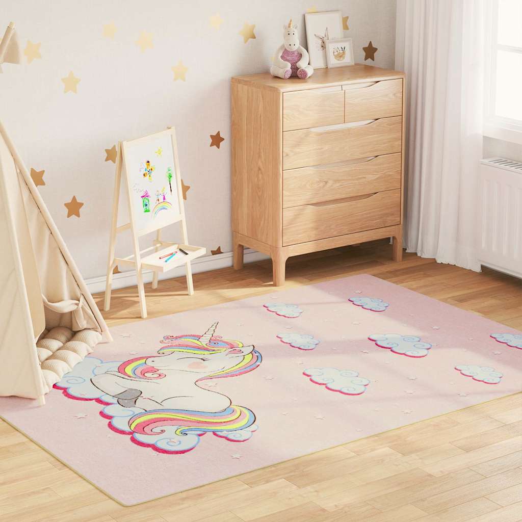 VidaXL Kinderteppich Einhorn, waschbar, rutschfest, 160 x 230 cm, Grün