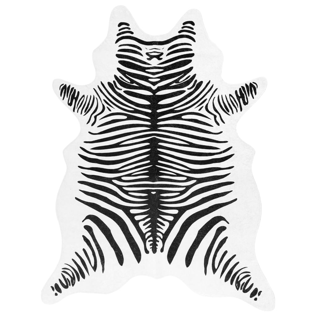 VidaXL Zebra-Teppich, waschbar, rutschfest, 120 x 170 cm, Schwarz-Weiß