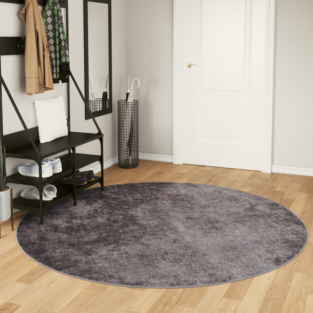 VidaXL Waschbarer, rutschfester Teppich ø 200 cm Grau