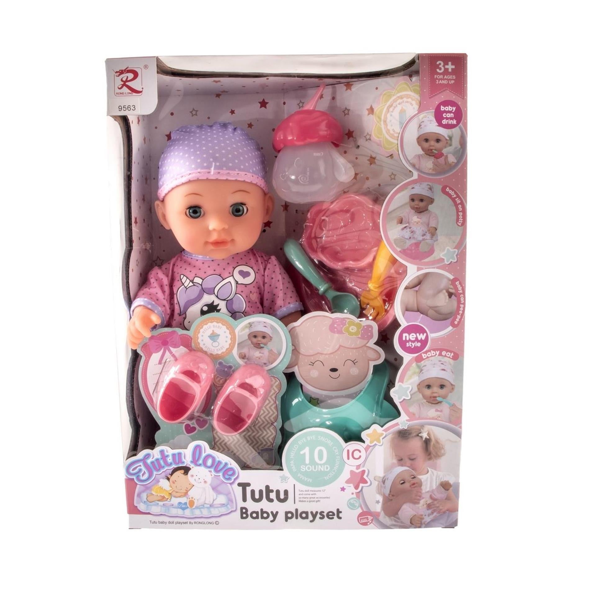 Plaspop met accesoires 26cm