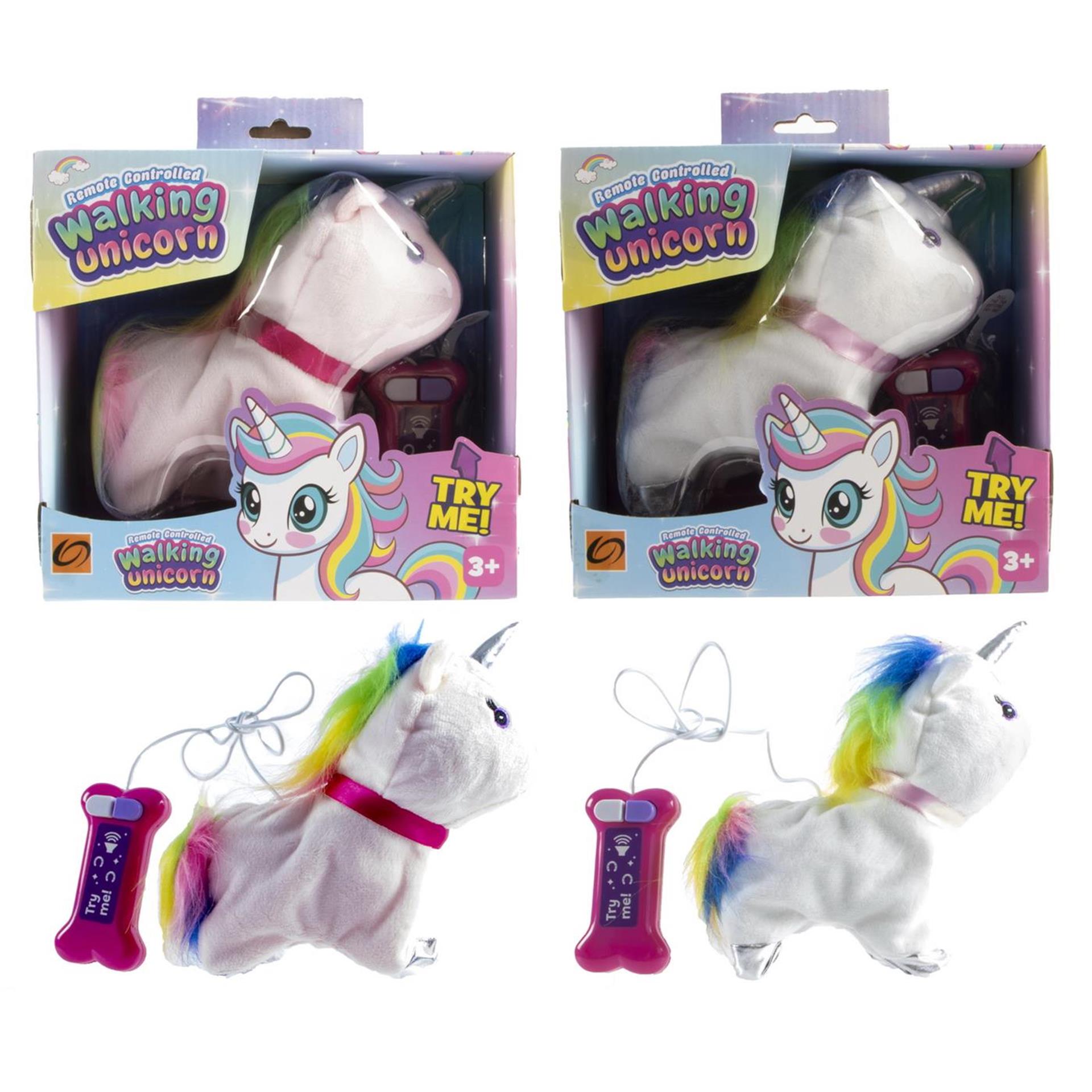 Lopende unicorn met geluid 16cm