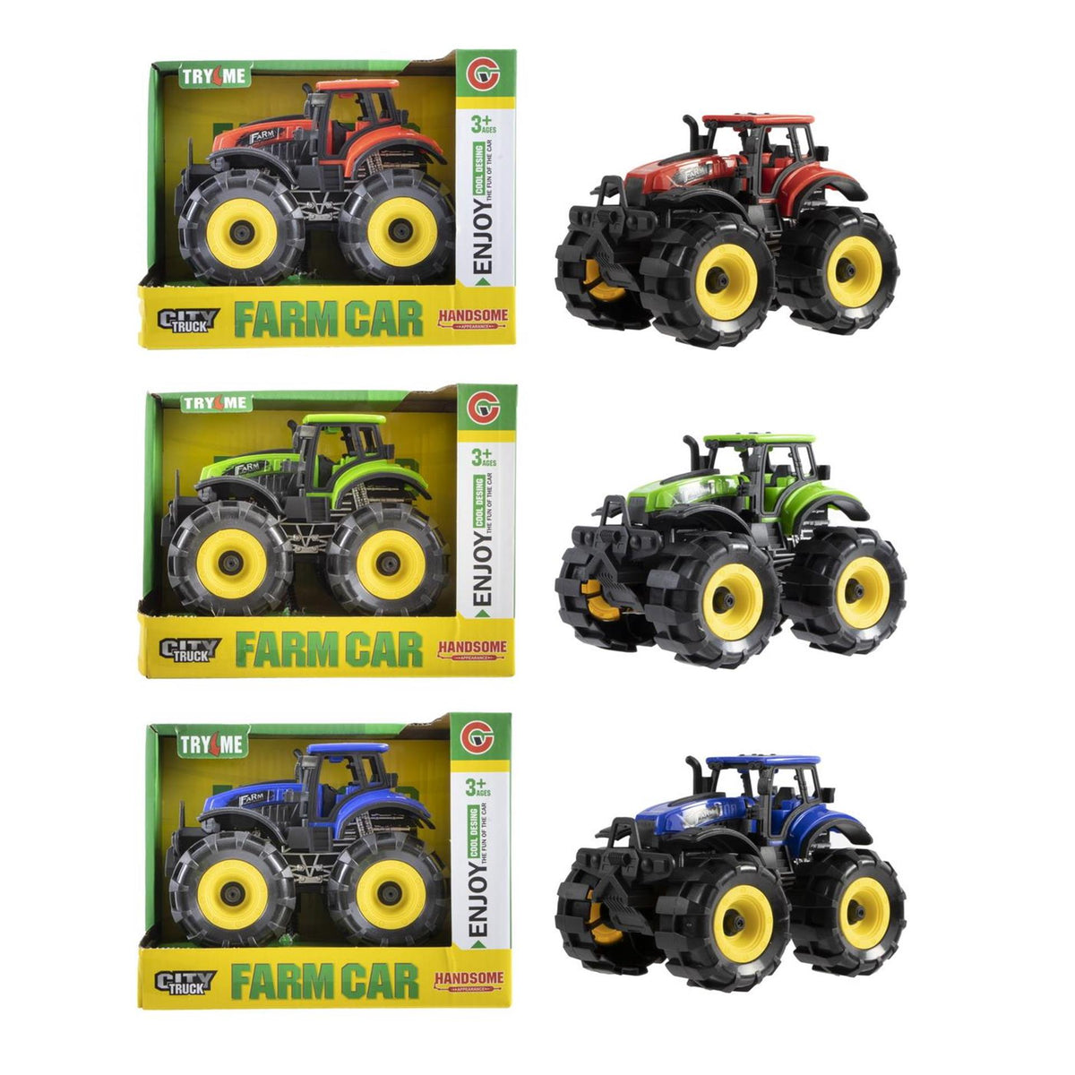 Tractor met licht en geluid 15,5cm 3 assorti
