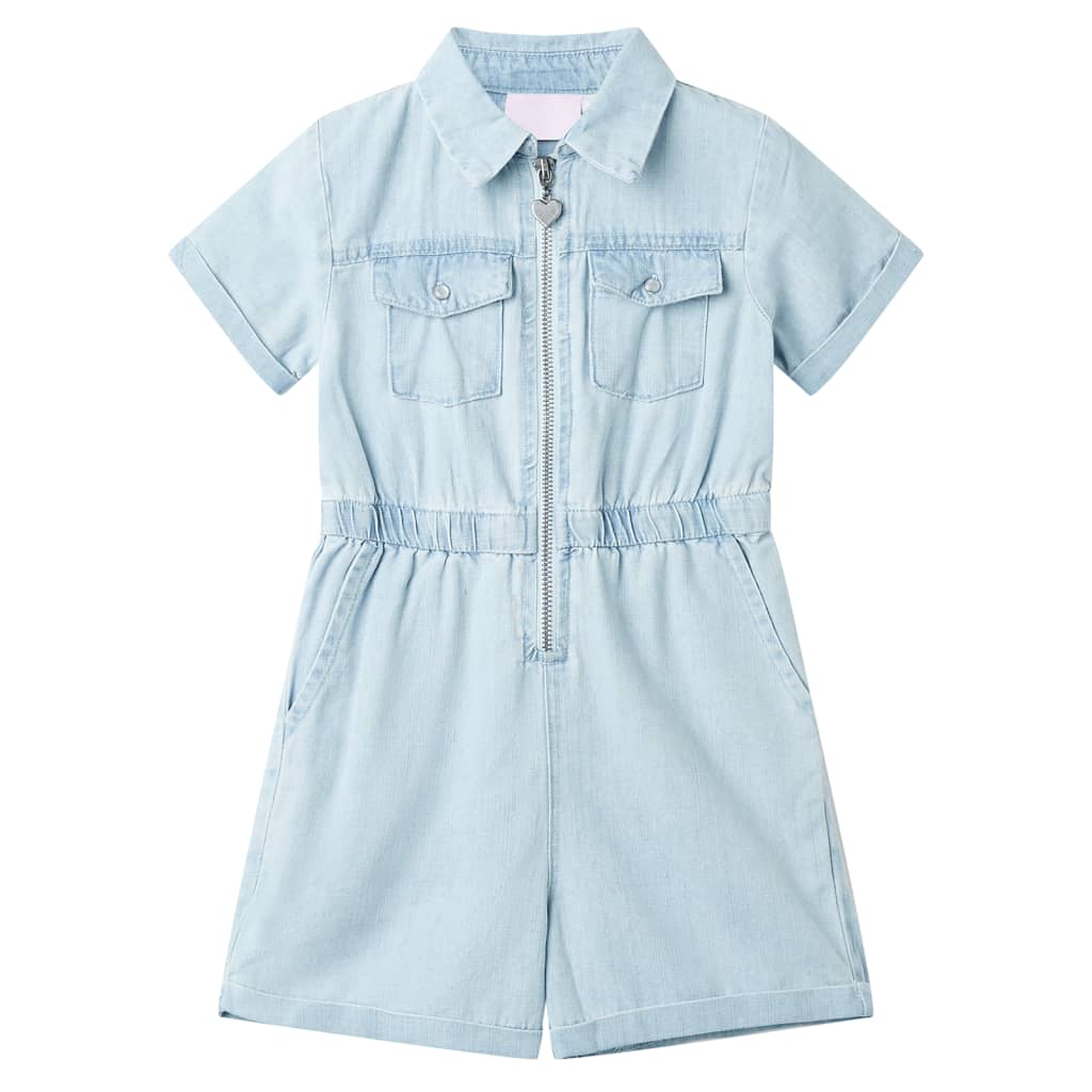 Vidaxl kinderonesie met korte mouwen 140 zachtblauw