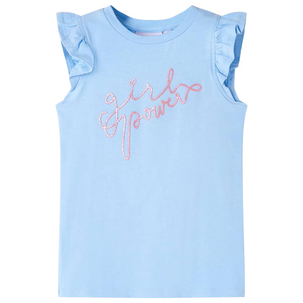 Vidaxl kindershirt met ruches aan de mouwen 140 lichtblauw