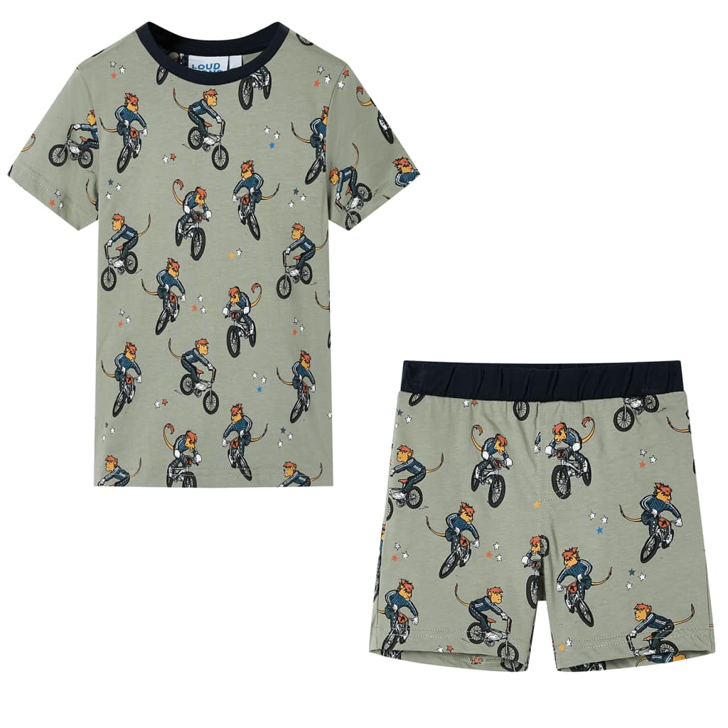Vidaxl kinderpyjama met korte mouwen 92 lichtkaki