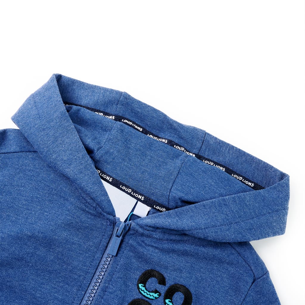 Vidaxl kindervest met capuchon en rits 104 gemêleerd donkerblauw