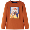 Vidaxl kindershirt met lange mouwen 116 oranjebruin