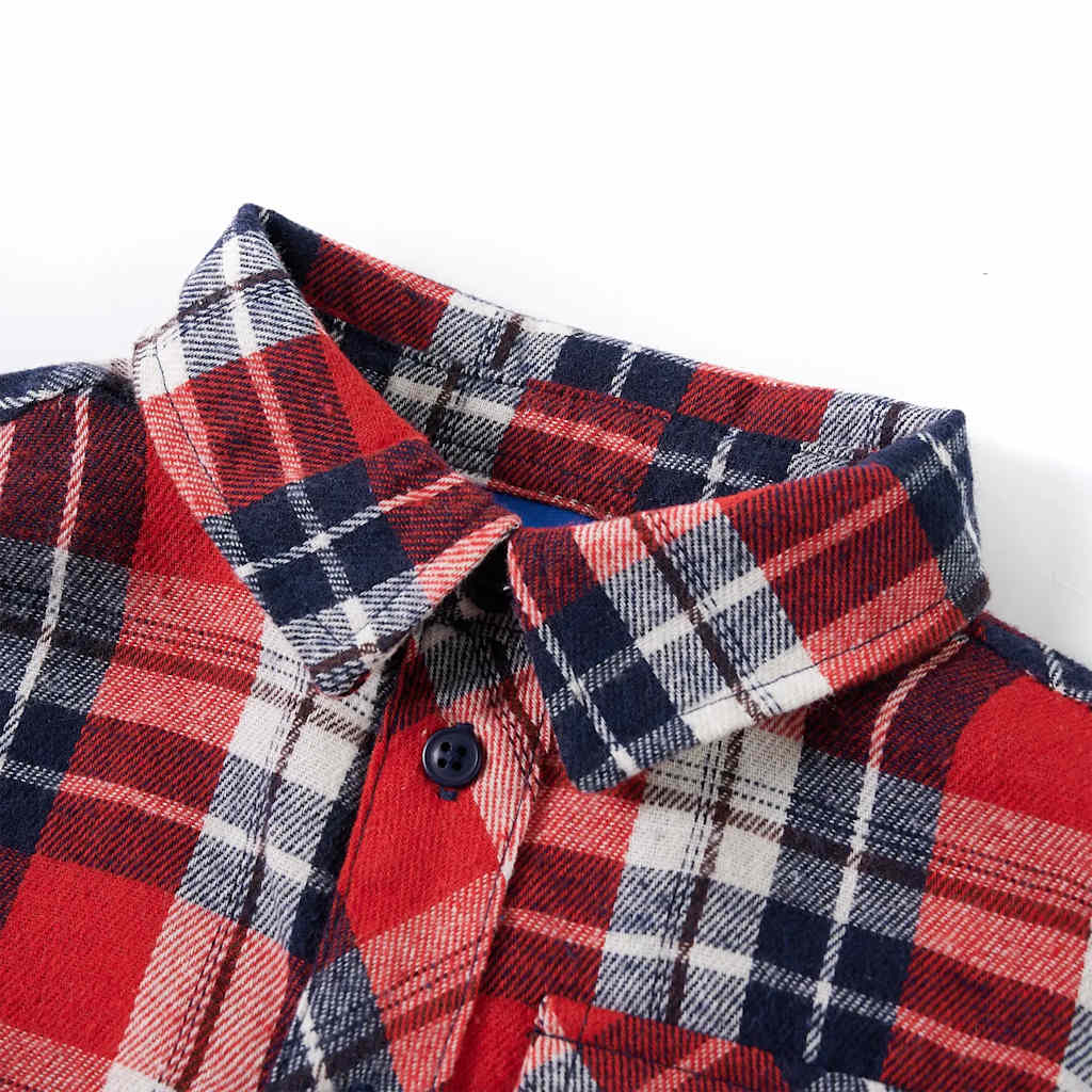 Vidaxl kinderoverhemd geruit 116 rood en marineblauw