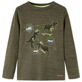 Vidaxl kindershirt met lange mouwen 128 gemêleerd kakikleurig